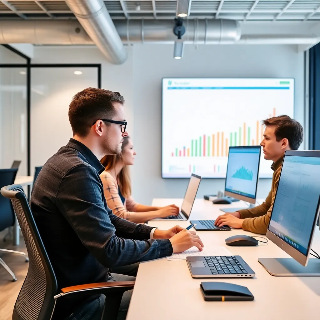 Nederlandse professionals tijdens een Excel training in een moderne kantooromgeving