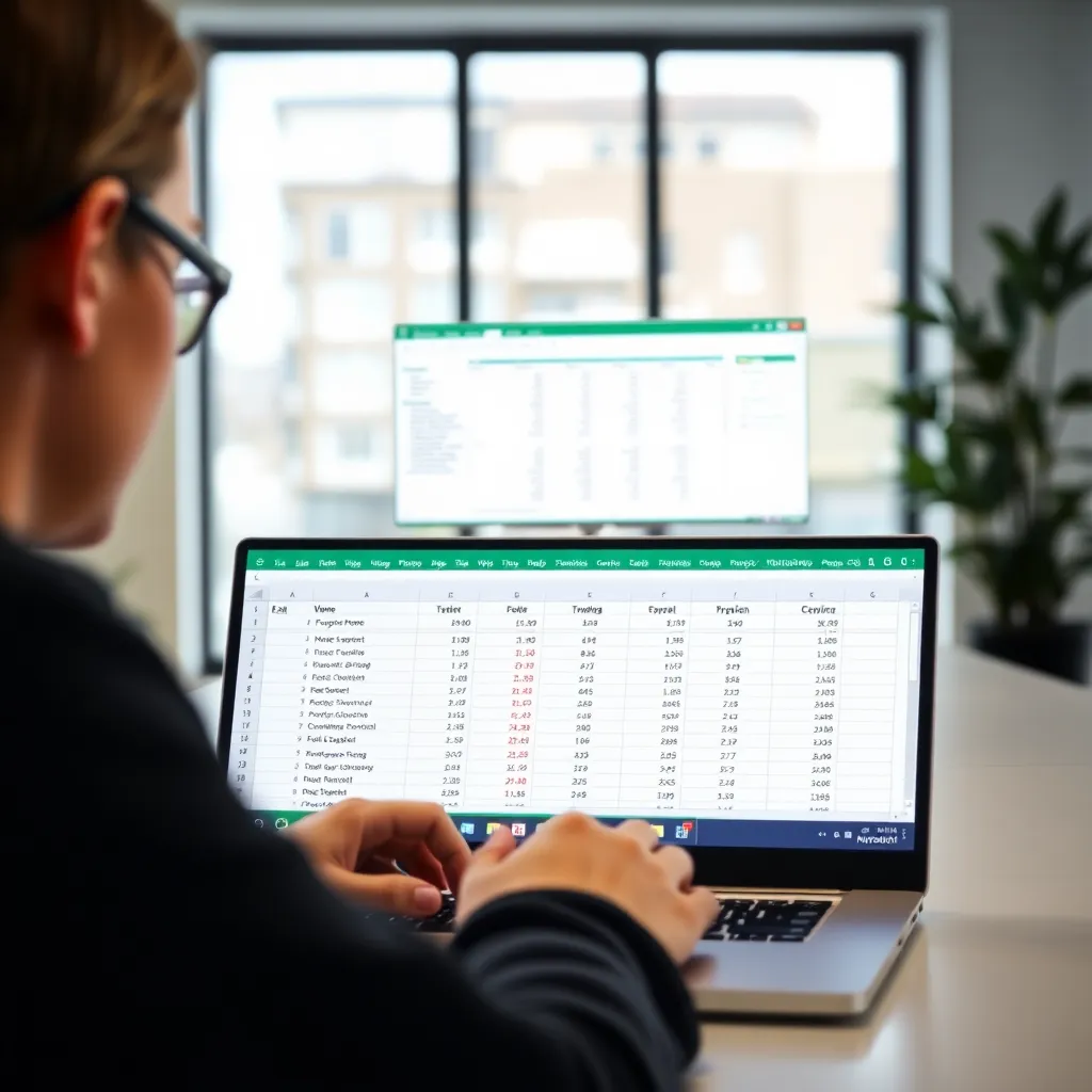 Persoon die Excel basis functies leert op een laptop